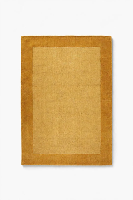 Yellow Border Hand Tufted Indian Wool Rug