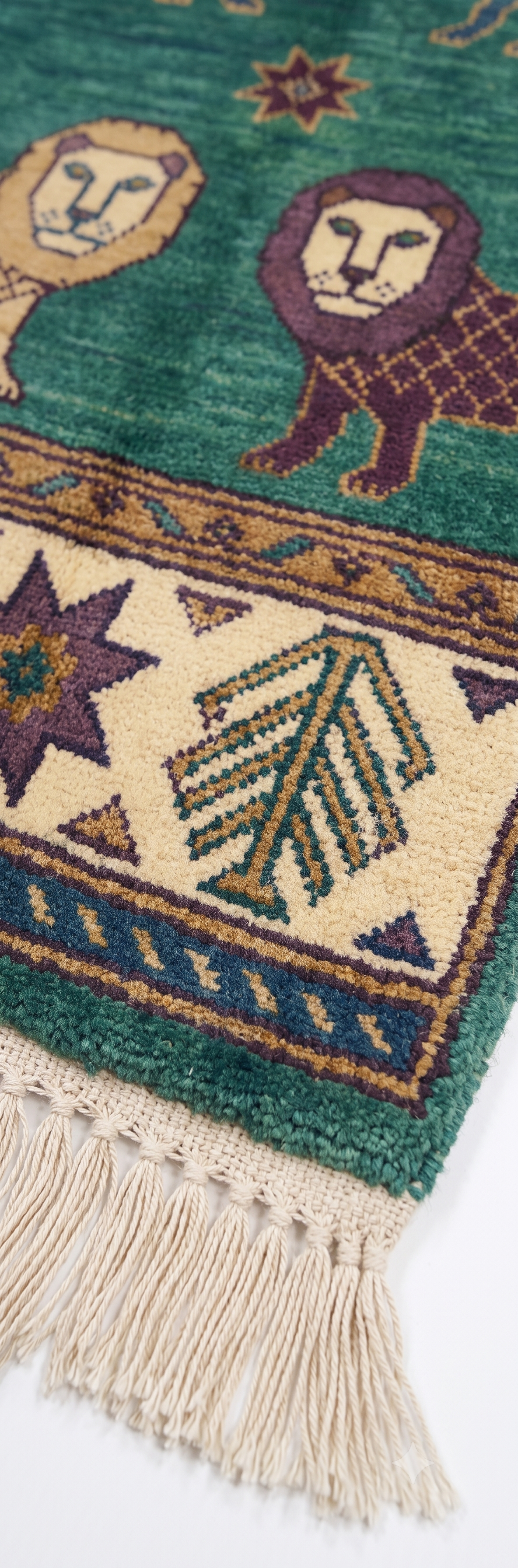 Lion Hand Knotted Wool Runner Rug