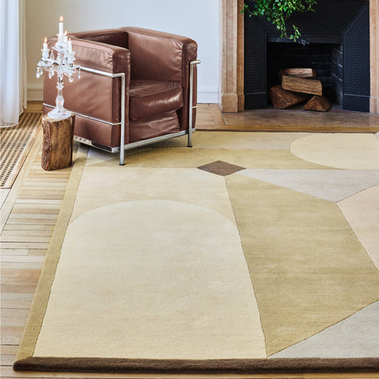 lzikka Geometric Hand Tufted Wool Rug in Living Room