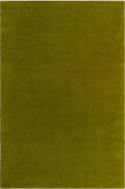 Solid green color hand tufted wool rug