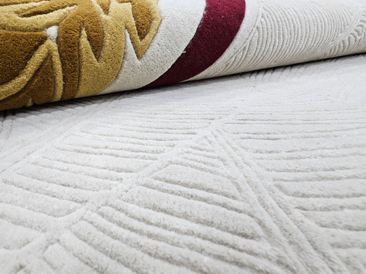 Neppa wool & silk rug with textured border, close view
