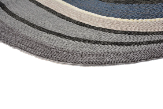 close view of Salavia shaped wool rug, showing texture detail