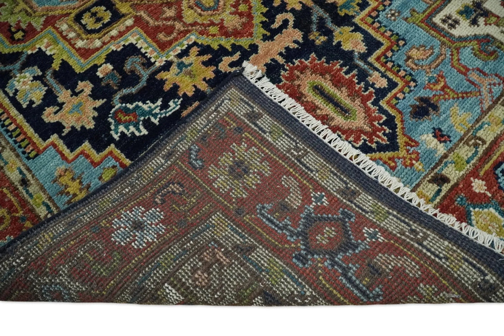 back side of hand knotted traditional rug