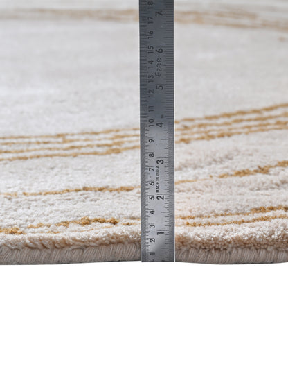 Astre Whirl Hand Knotted Round Wool Rug
