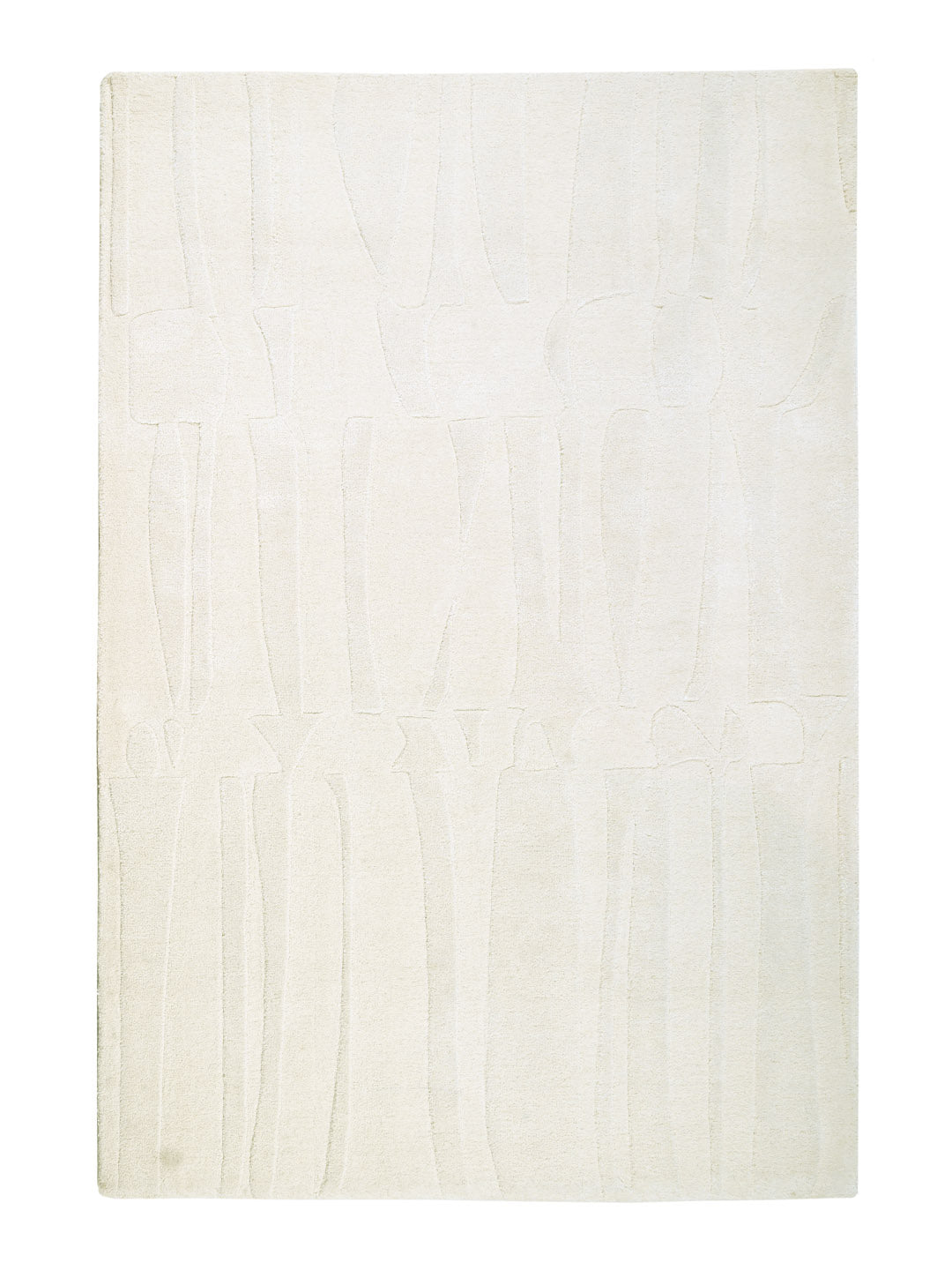 Botic White Minimalist Hand Tufted Wool & Silk Rug