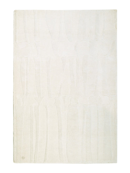 Botic White Minimalist Hand Tufted Wool & Silk Rug
