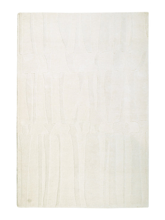Botic White Minimalist Hand Tufted Wool & Silk Rug