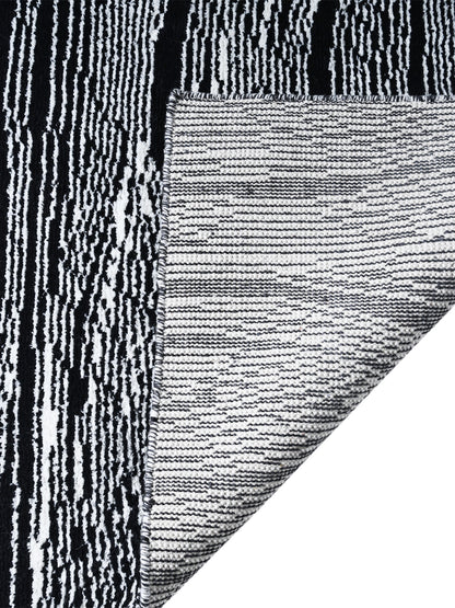 Wave Black Hand Knotted Wool Rug
