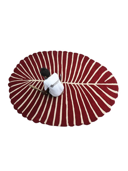 Crimson Leaf Hand Tufted Wool Rug