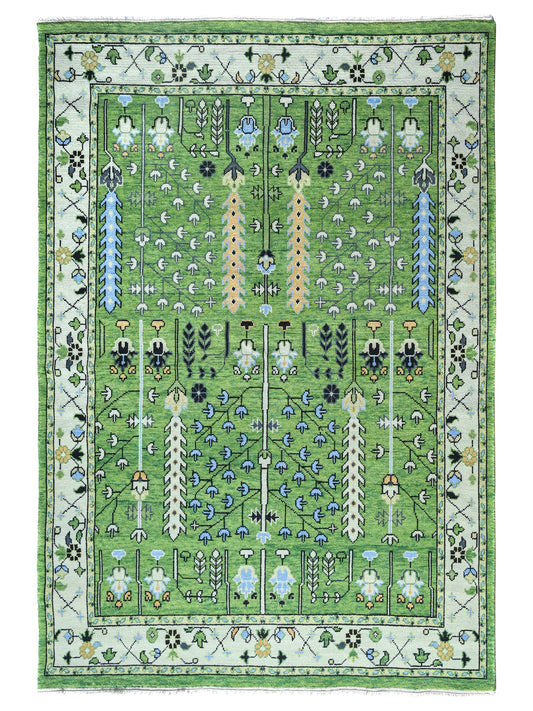 Garden Green Hand Knotted Wool Rug