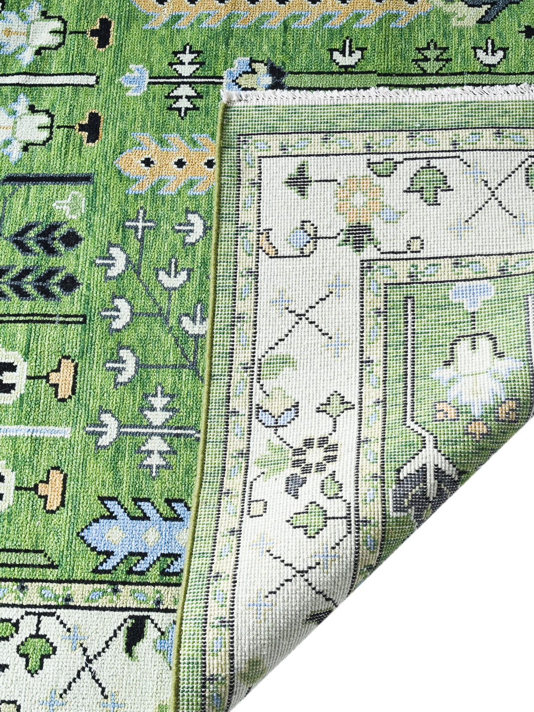 Garden Green Hand Knotted Wool Rug