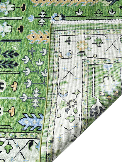 Garden Green Hand Knotted Wool Rug