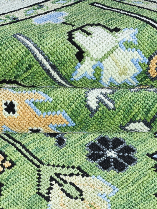 Garden Green Hand Knotted Wool Rug