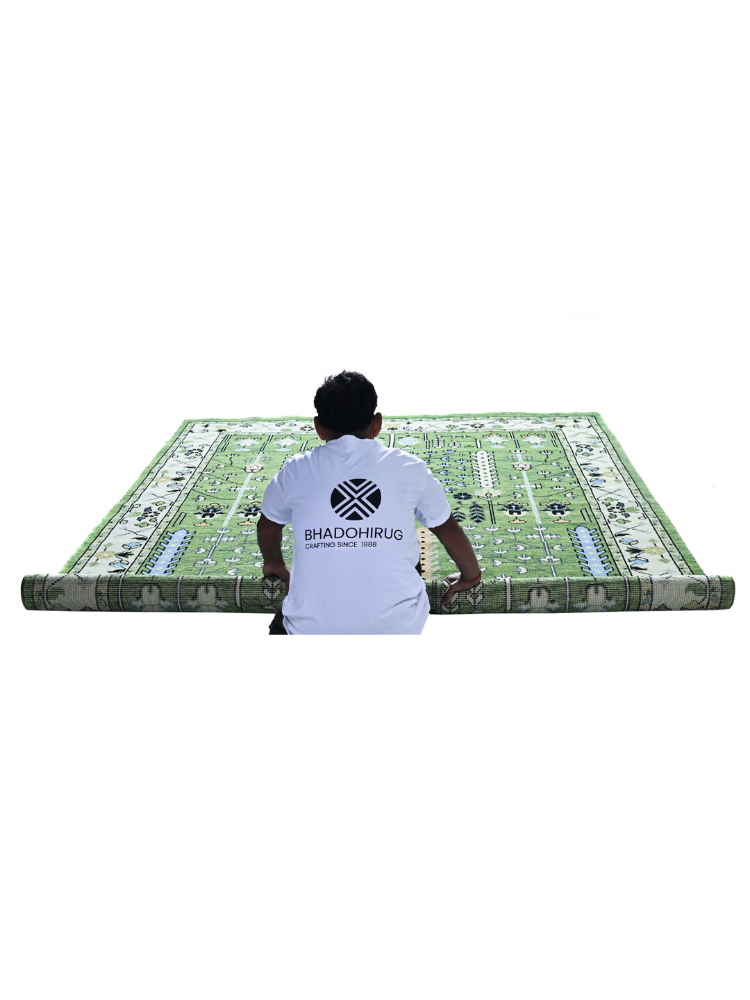 Garden Green Hand Knotted Wool Rug