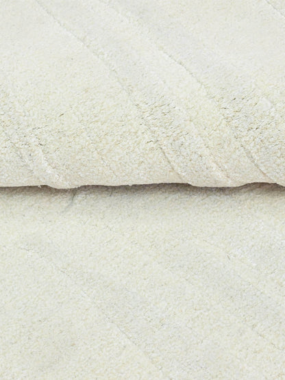Botic White Minimalist Hand Tufted Wool & Silk Rug
