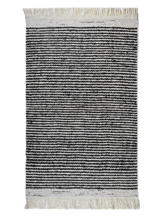 Black & White Hand Woven Jute Rug