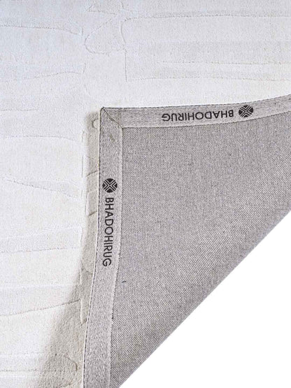 Botic White Minimalist Hand Tufted Wool & Silk Rug