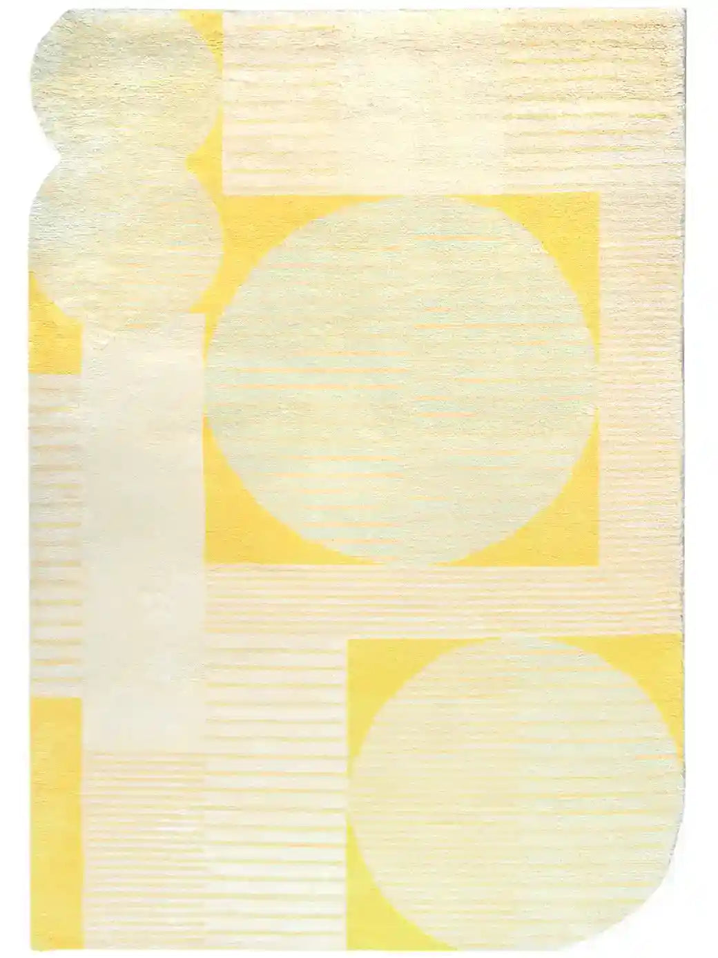 a hand knotted wool rug in yellow
