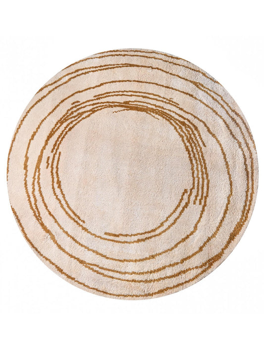 hand knotted round rug made with NZ wool