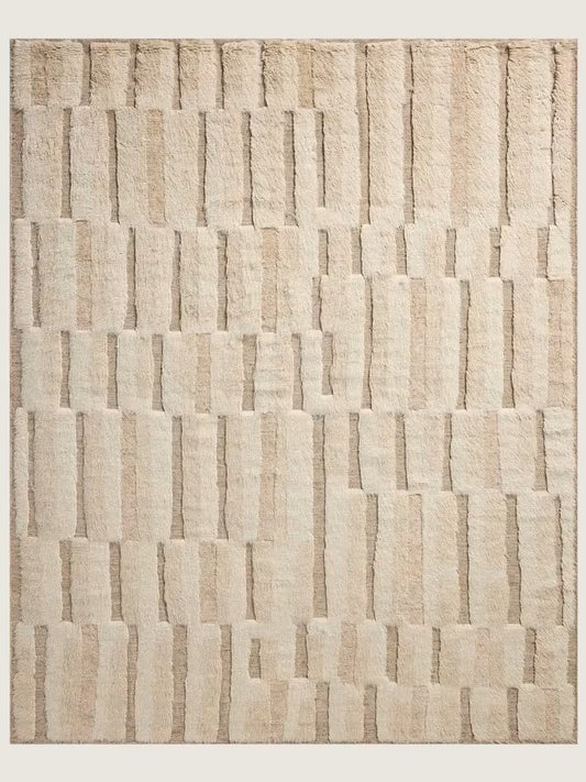 beige hand knotted wool rug