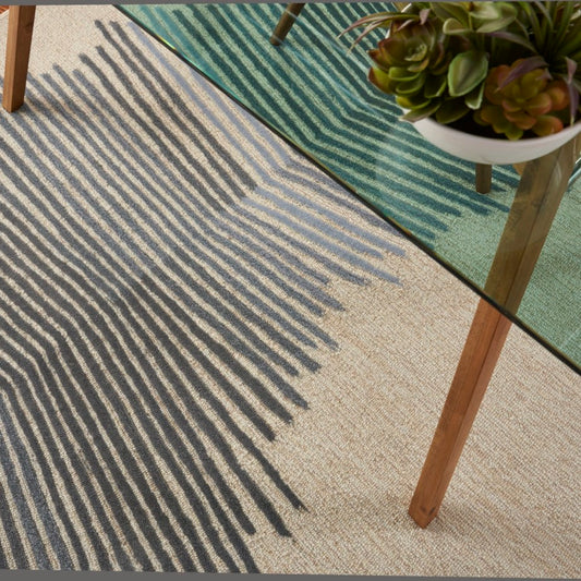 close-up of beige wool rug