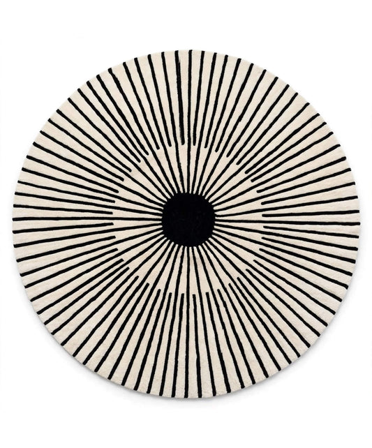 sunburst hand tufted round wool rug
