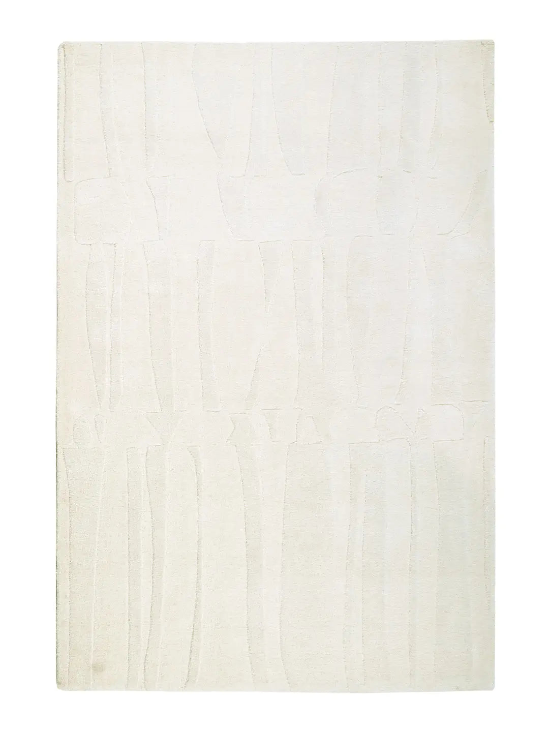 white minimalist wool silk blend rug