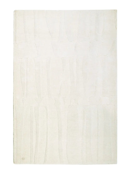 white minimalist wool silk blend rug