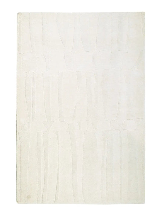 white minimalist wool silk blend rug