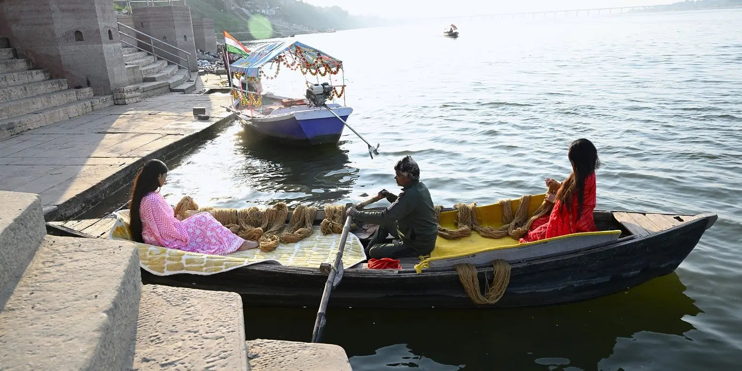 bhadohi city rugs in boat