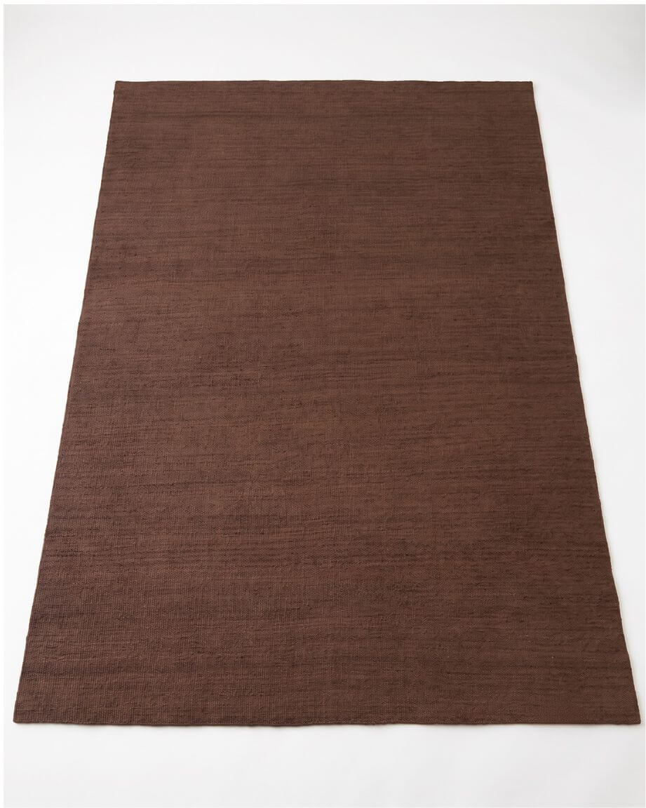 solid brown jute rug, hand woven in bhadohi