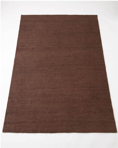 solid brown jute rug, hand woven in bhadohi