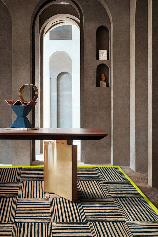 strip pattern tufted wool rug