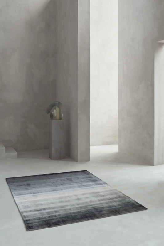 dark blue combination hand woven viscose area rug in modern interior