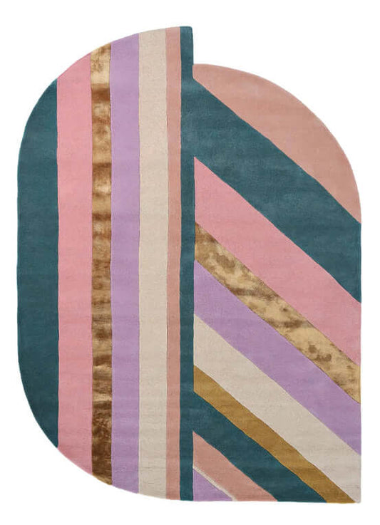 multicolored geometric-patterned wool-shaped rug