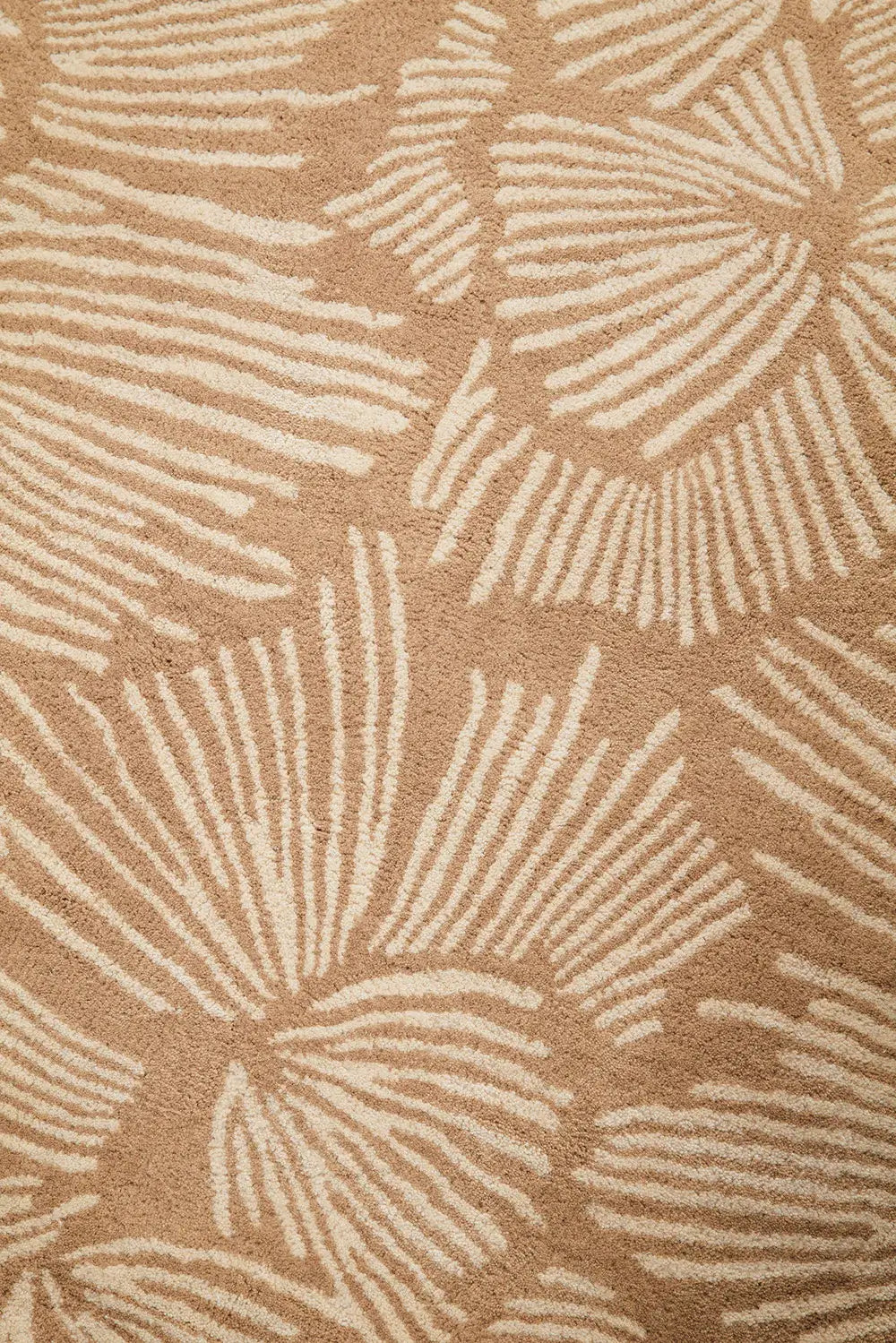 Close-up of a beige floral patterned rug