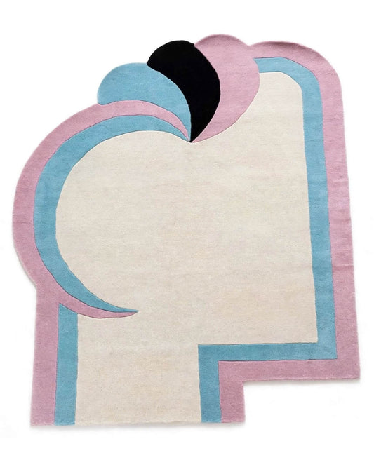 hand tufted shaped wool rug made with indian wool