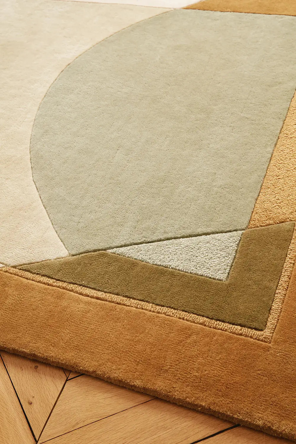 close up of a tufted wool rug