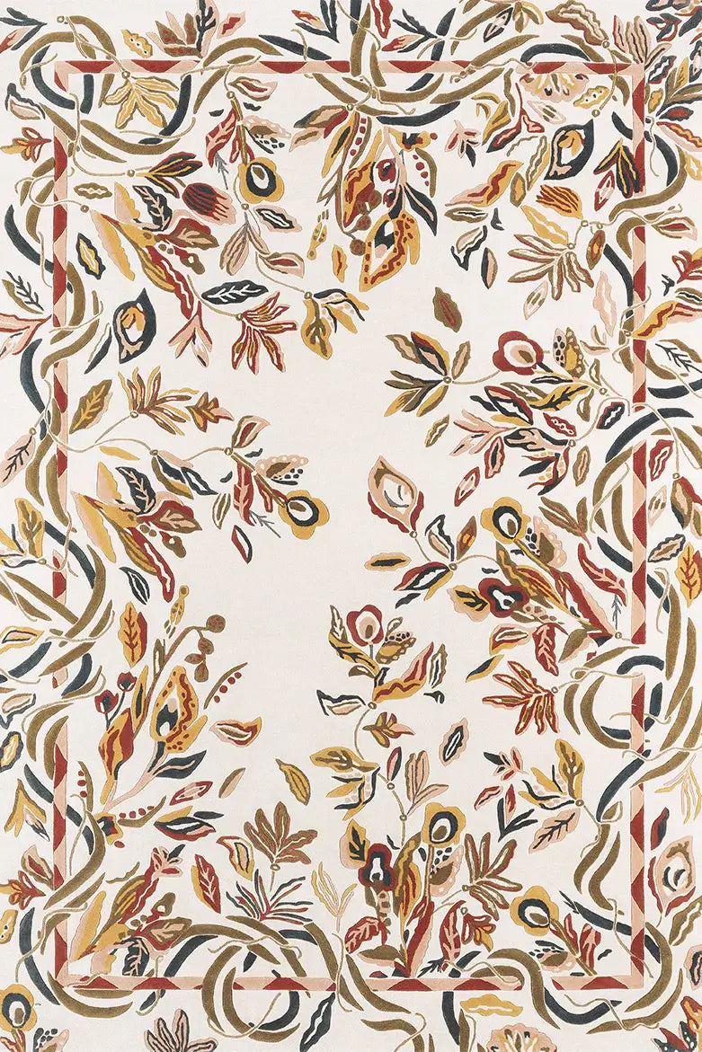 modern floral pattern tufted wool rug for living area