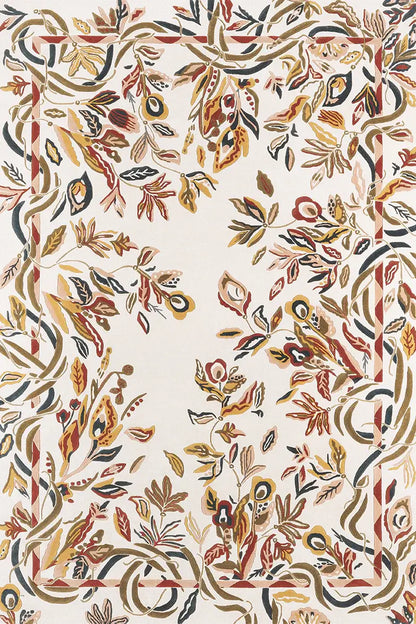 modern floral pattern tufted wool rug for living area