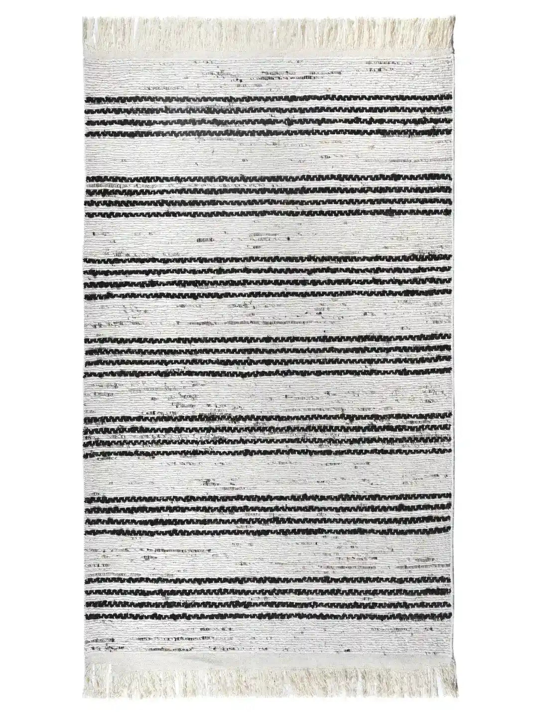 black strip hand woven jute rug