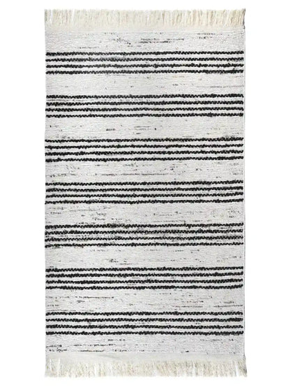 black strip hand woven jute rug