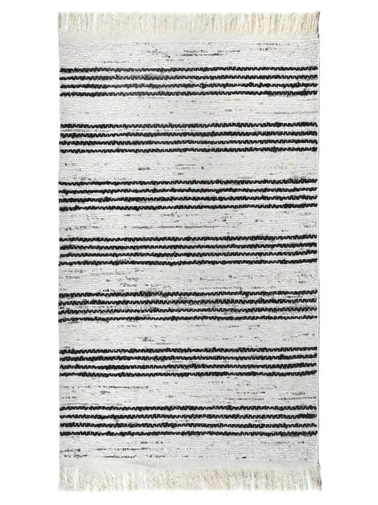 black strip hand woven jute rug