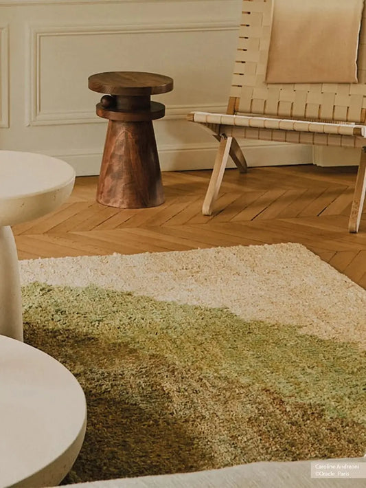 hand tufted jute rug in living area