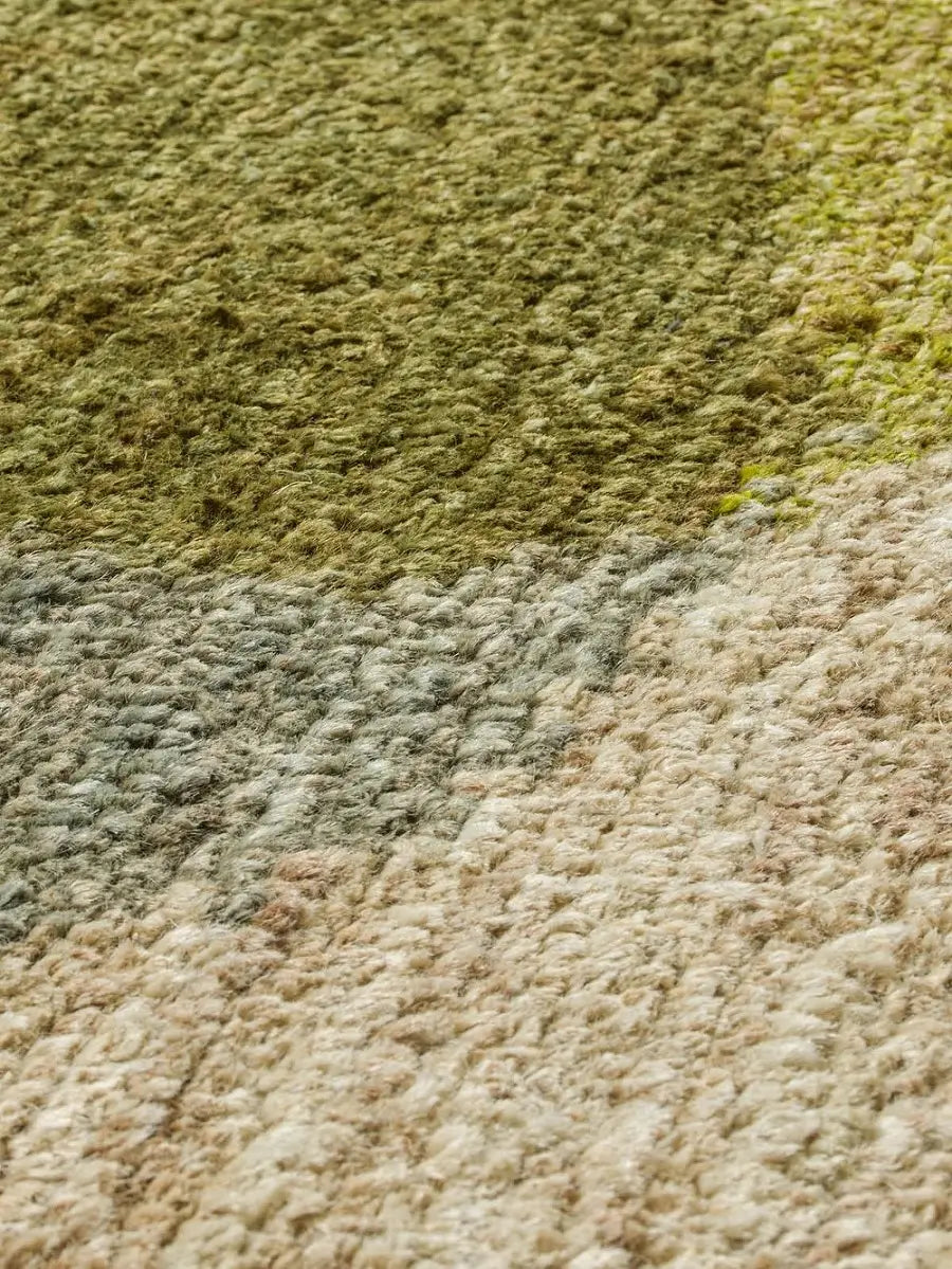 Close-up of hand tufted jute rug
