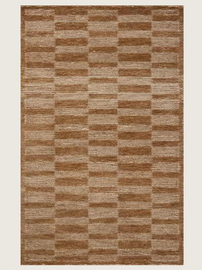 brown patterned wool rug for living area