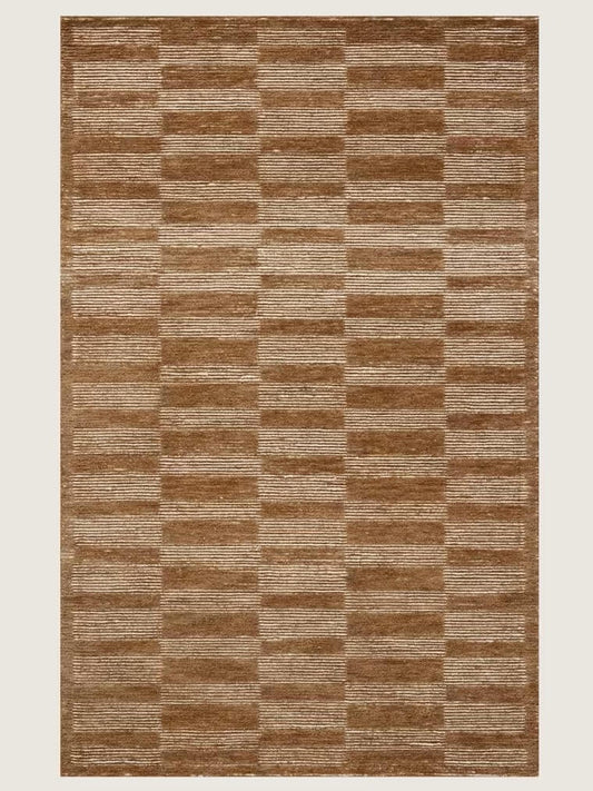 brown patterned wool rug for living area