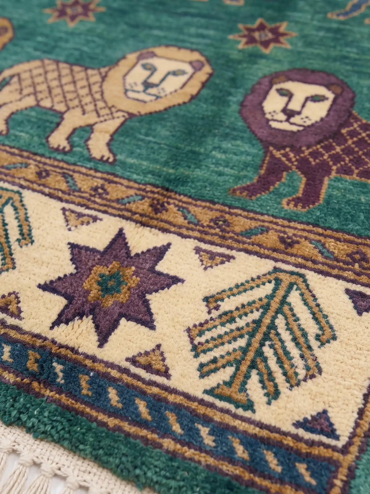 hand knotted area rug close up