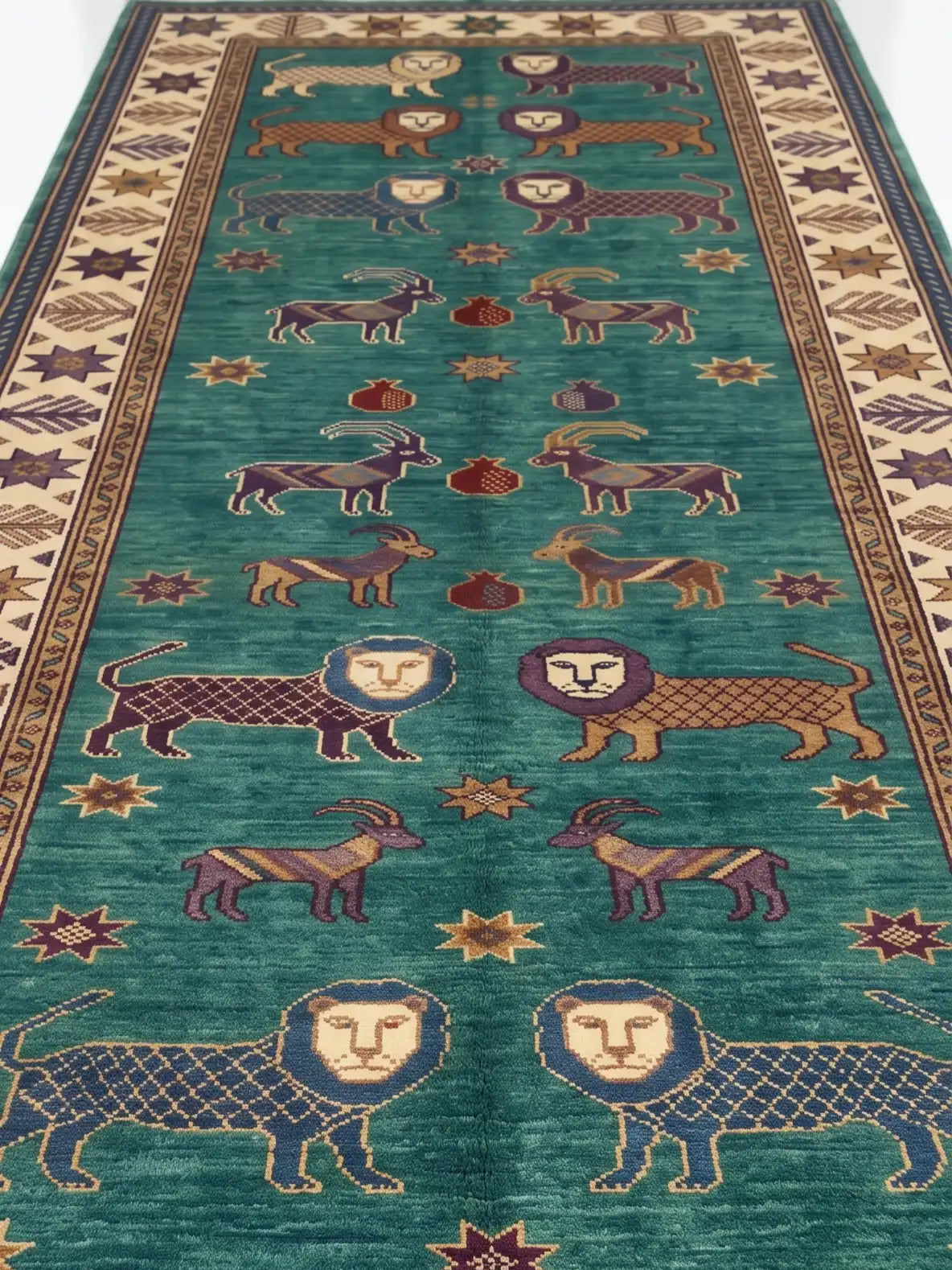 lion hand knotted runner for hallway