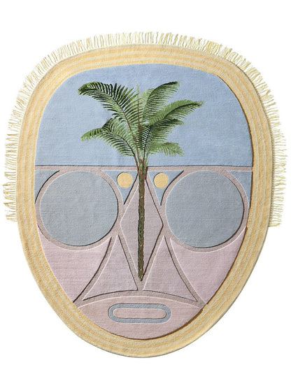 hand tufted wool rug with palm tree design